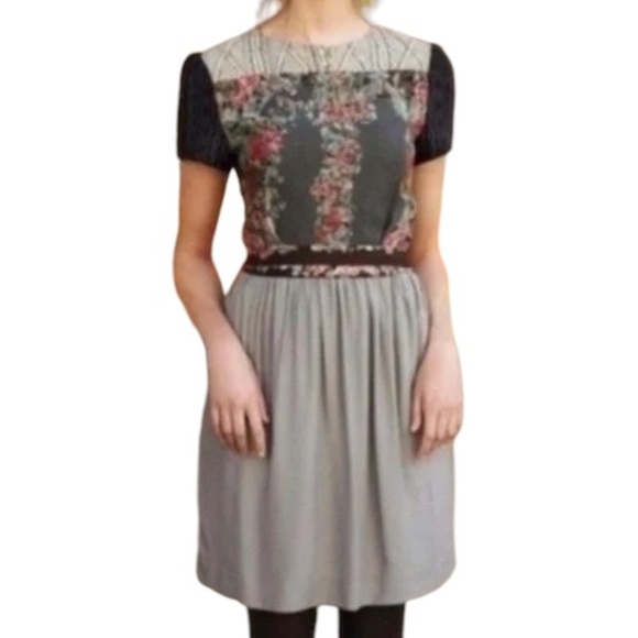 Anthropologie AilantoPatchwork, Floral, Gray, Size 6 - Picture 2 of 12